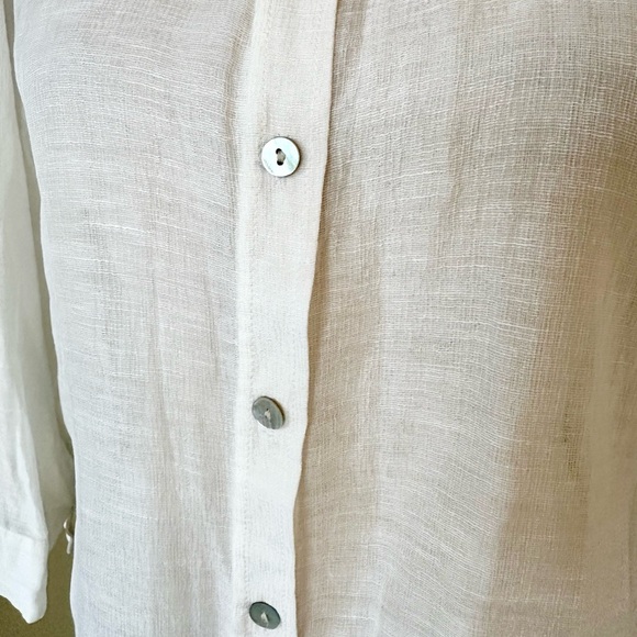 Chico’s | Semi-Sheer Silk & Linen Button Down Shirt, 3/4 Sleeves, Size M - Picture 3 of 7